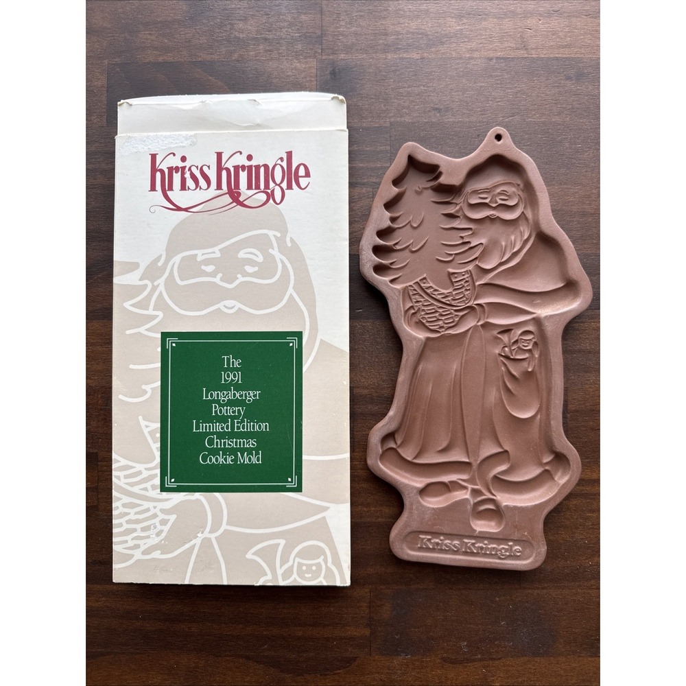 Vtg Longaberger Cookie Mold Pottery Father Christmas 1991 Kriss Kringle